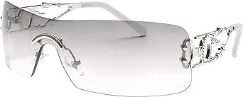 SENMARIES Rimless Y2k Sunglasses For Women Men Rectangle Vintage glasses Fashion Flame Metal Sunglass Frameless Retro Eyewear