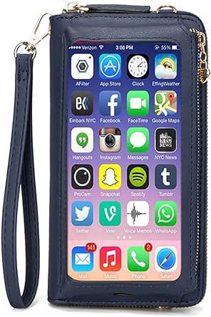 Women Touch Screen Wristlet Handbag, RFID Protection Small Crossbody Bag Phone Wallets Purse