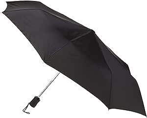 Lewis N. Clark Travel Umbrella: Windproof & Water Repellent Fabric Automatic Open Close , Black