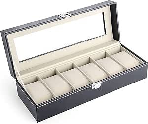 2 Slots 3 Slots 6 Slots Watch Storage Box PU Leather Watch Organizer Watches Display Holder Cases Jewelry Box Watch Display Boxes (Color : 6 Slots)