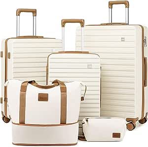 imiono Luggage Sets 3 Piece,Expandable Hardside Suitcase Set with Spinner Wheels,Lightweight Travel Luggage set with TSA Lock(20/24/28,White)
