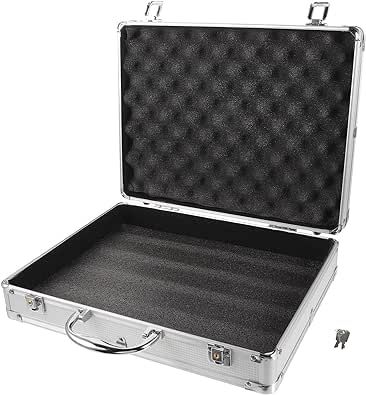 DOITOOL Silver Aluminum Briefcase with Lock, Aluminum Briefcase for Men or Women, Metal Hard Case with Foam for Travelers Luggage Craftsman Travel Cash (14.54 X 11.2 X 3.54inch)