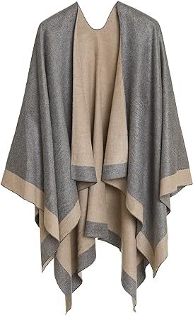 MELIFLUOS DESIGNED IN SPAIN Women's Shawl Wrap Poncho Ruana Cape Cardigan Sweater Open Front for Fall Winter Spring
